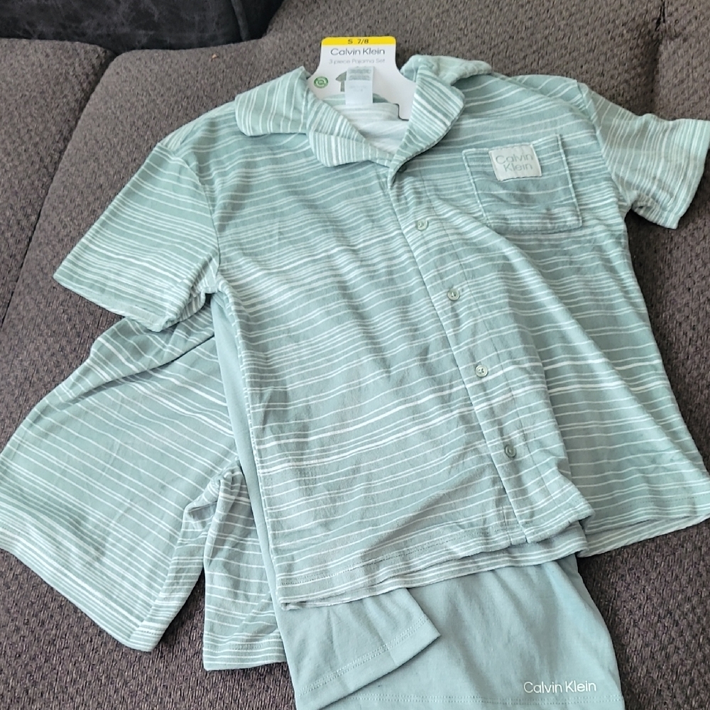 Calvin Klein Mint Striped Pajama Set